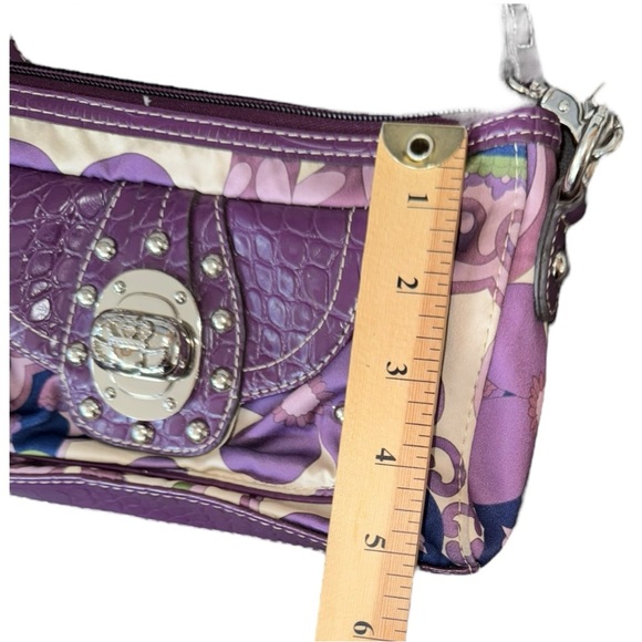 Y2K VTG RARE KATHY VAN ZEELAND CROSSBODY MINI BAG PURPLE/MULTICOLORED FAUX LEATH - Picture 13 of 16